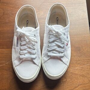 Superga Classic White Lace-Up Sneakers